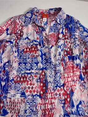 Hearts of Palm Women’s Size 14 Multicolor Print Button Front Blouse